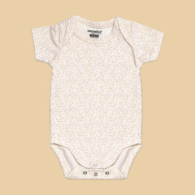 Organic Cotton Baby Bodysuit | Printed | White