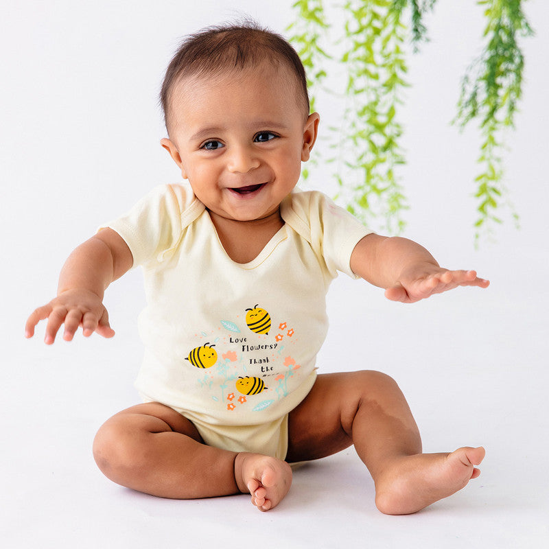 Organic Cotton Baby Onesie | Printed | Yellow