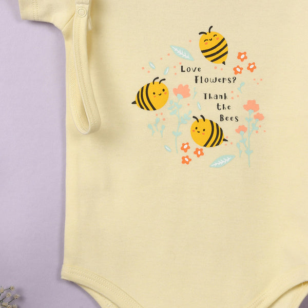 Organic Cotton Baby Onesie | Printed | Yellow