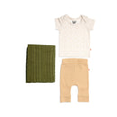 Organic Cotton Baby T-Shirt and Pants Set with Blanket | Set of 3