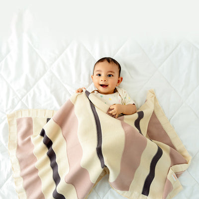 Organic Cotton Cozy Baby Blanket | Pink & Purple | 100 x 70 cm