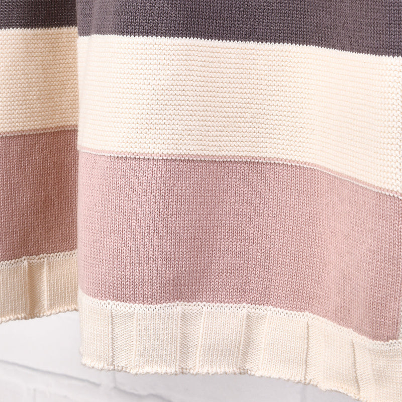 Organic Cotton Cozy Baby Blanket | Pink & Purple | 100 x 70 cm