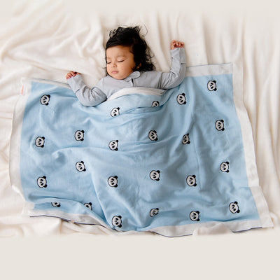 Organic Cotton Cozy Baby Blanket | Blue | 100 x 70 cm