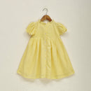 Cotton Dress for Girls | Floral Embroidered | Yellow