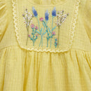 Cotton Dress for Girls | Floral Embroidered | Yellow