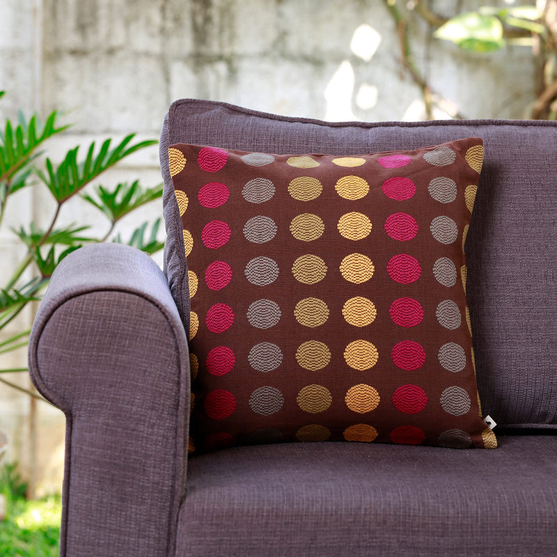 Cotton Cushion Cover | Polka Design | Brown