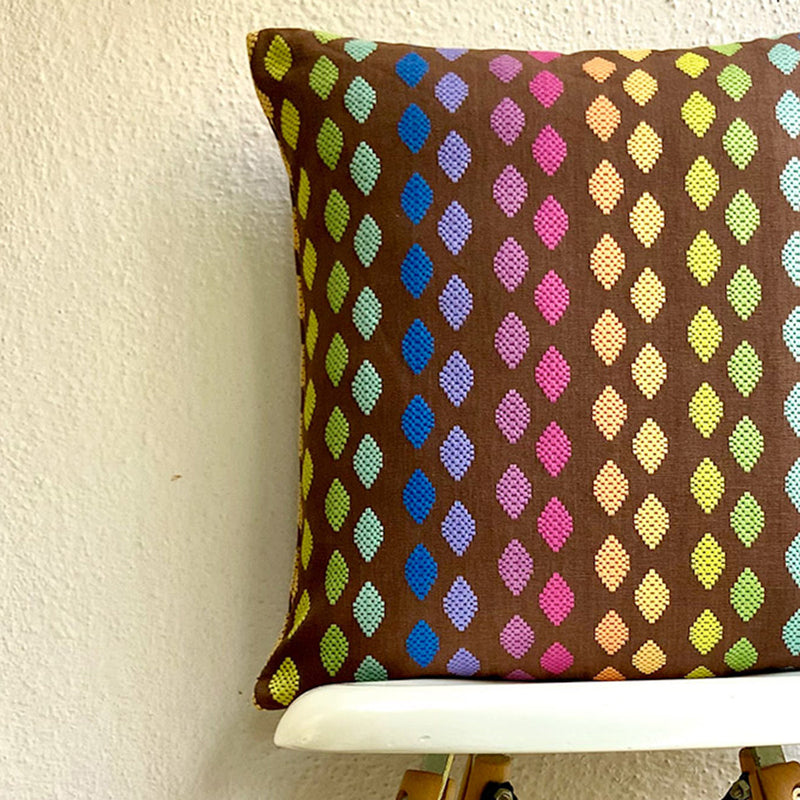 Cotton Cushion Cover | Woven Design | Brown