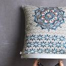 Cotton Cushion Cover | Embroidered | Grey & Blue