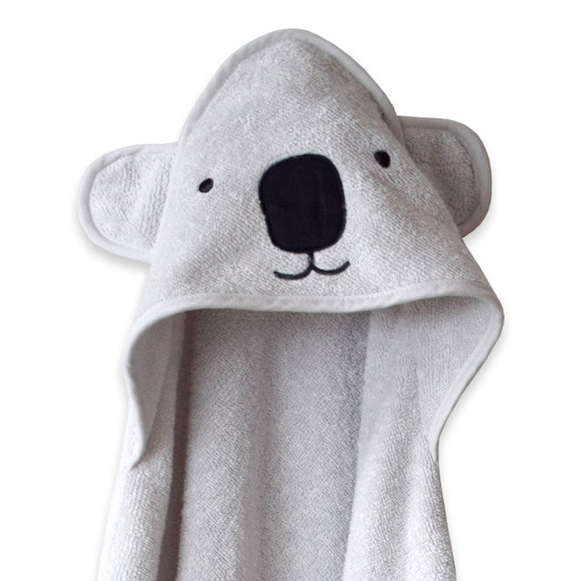 Kids Grey Koala Bear Hooded Baby Towel