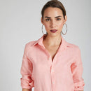 Hemp Solid Full Sleeve Shirt | Peach