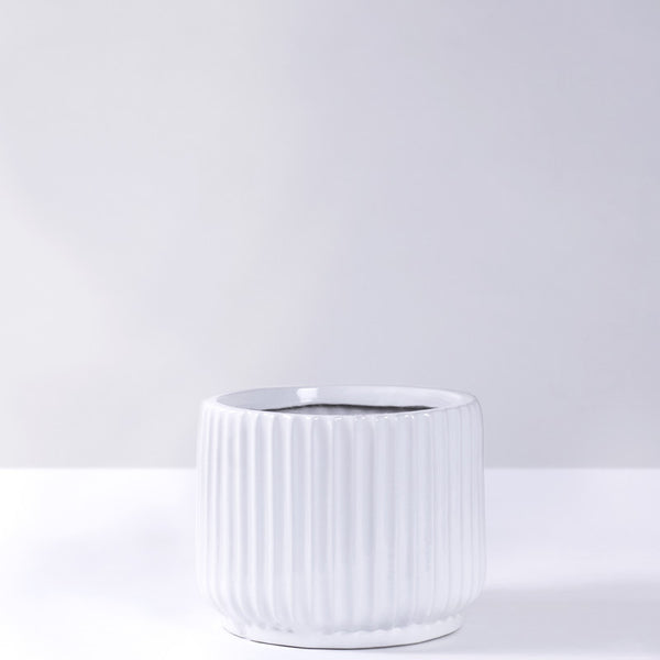 Ceramic Planter | Indoor Planters | White | Dia - 12.5 inches & Height - 10 inches