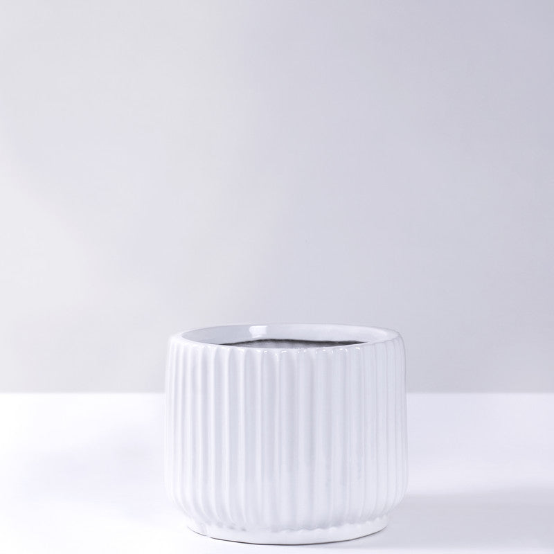 Ceramic Planter | Indoor Planters | White | Dia - 12.5 inches & Height - 10 inches