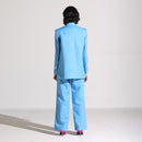 Linen Long Blazer | Blue