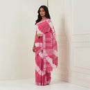 Cotton Linen Saree |  Soft | Tie Dye | Pink