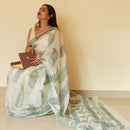 Festive Wear | Handblock Printed Kota Doria Saree | White