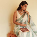 Festive Wear | Handblock Printed Kota Doria Saree | White