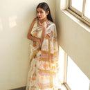 Kota Doria Saree | Handblock Printed | White