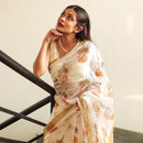 Kota Doria Saree | Handblock Printed | White