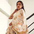 Kota Doria Saree | Handblock Printed | White