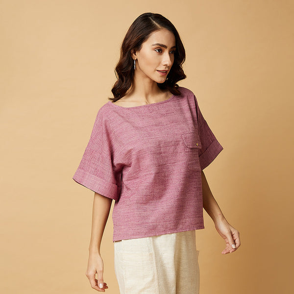 Cotton Silk Oversized Top | Pink