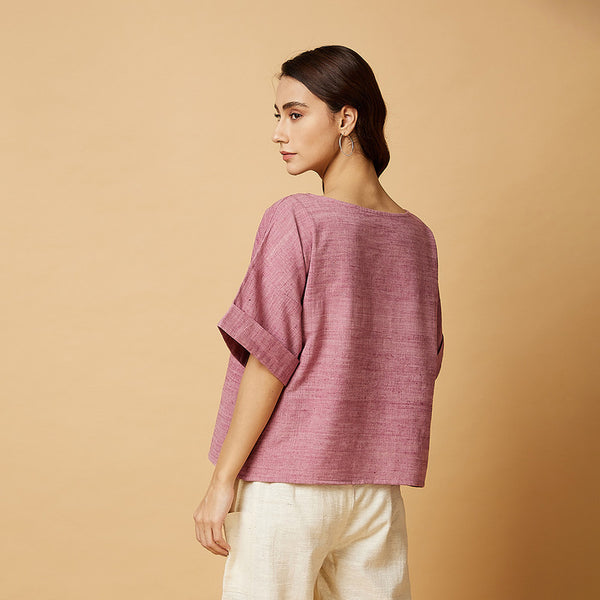 Cotton Silk Oversized Top | Pink