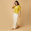 Cotton Silk Notch Collar Shirt | Yellow