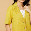 Cotton Silk Notch Collar Shirt | Yellow