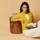 Cotton Silk Notch Collar Shirt | Yellow