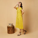 Cotton Silk Midi Dress | Yellow