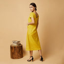 Cotton Silk Midi Dress | Yellow