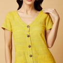 Cotton Silk Midi Dress | Yellow