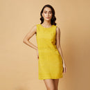 Cotton Silk Mini Dress | Yellow