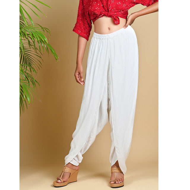 TULIP 21 Women Peach-Coloured Solid Dhoti Pants - Absolutely Desi