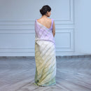 Linen Saree with Unstitched Blouse| Mauve & Yellow