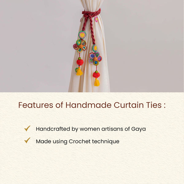 Crochet Curtain Tie Backs | Multicolour | Set of 2