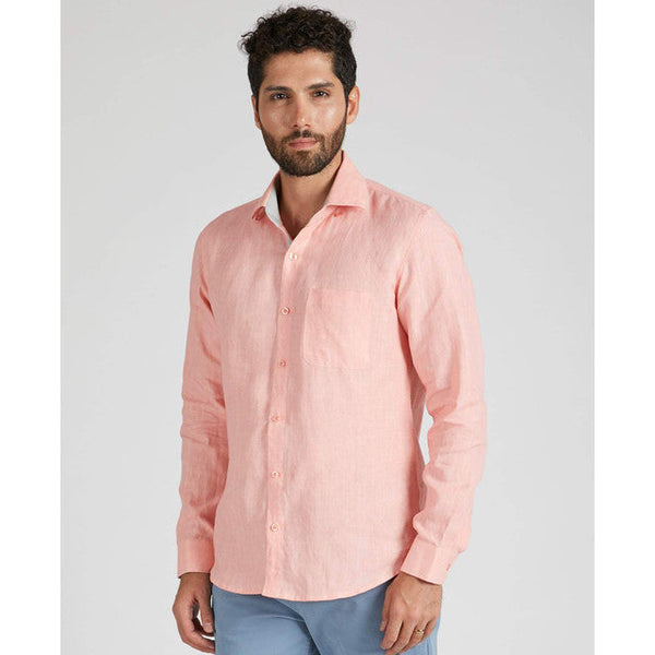 Hemp Contrast Trim Shirt | Peach