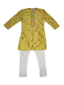 Cotton Silk Kids Kurta Pajama Set | Yellow