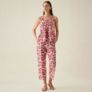 Cotton Pants | Floral Print | Red