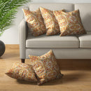 Cotton Cushion Covers | Floral Printed | Yellow | Set of 5