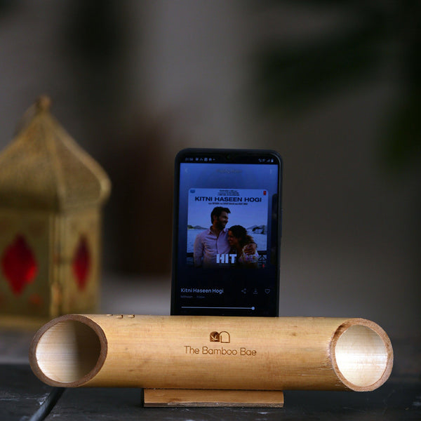 Mobile Stand & Speaker | Bamboo | Natural Acoustic Speaker