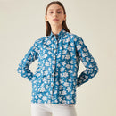 Cotton Shirt | Floral Print | Blue