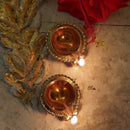 Brass Diya Set | Handcrafted Ancient Design | Pack of 2