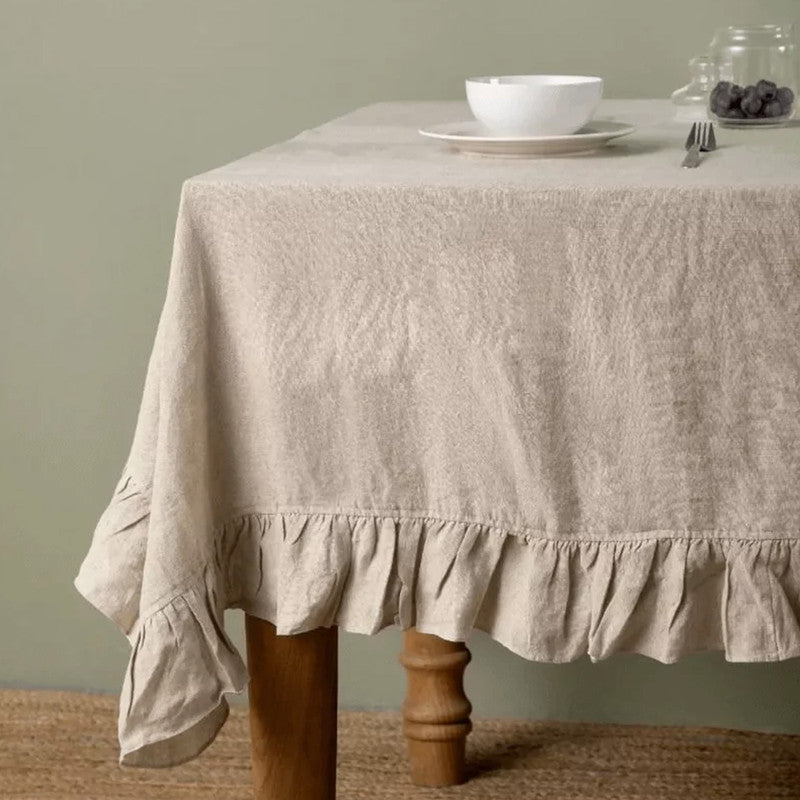 Pure Linen Tablecloth | Ruffled Medley