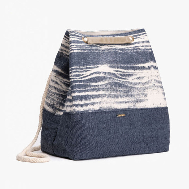 Organic Cotton Backpack | Convertible | Tides Print | Blue