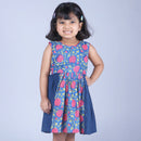 Birthday Dress | Cotton Dress for Girls | Floral Print | Navy