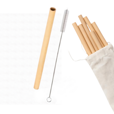 Bamboo Reusable Straws with Straw Cleaner | Pack of 4