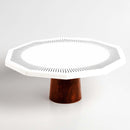 Housewarming Gifts | Mango Wood & Marble Cake Stand | White