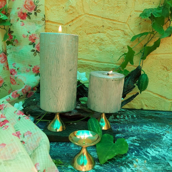 Brass Round Candle Holder | Set of 2