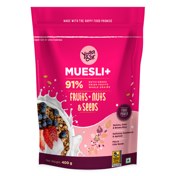 Yoga Bar Muesli | Fruit, Nut & Seeds | 400 g | Pack of 2.