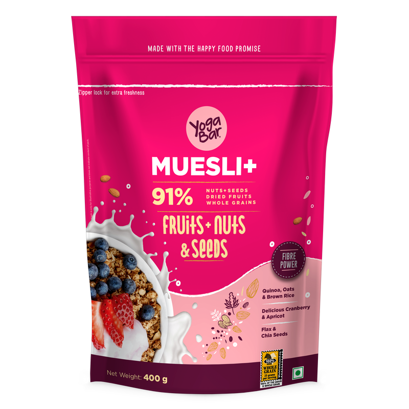 Yoga Bar Muesli | Fruit, Nut & Seeds | 400 g | Pack of 2.